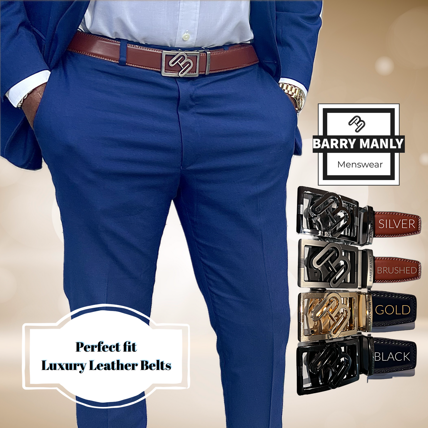Barry Manly Auto Locking Leather Belts